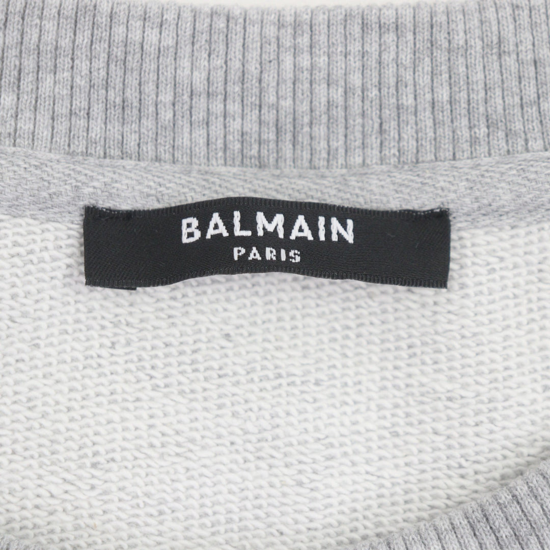 Excellent BALMAIN sweat gray cotton mens S JQ044B153