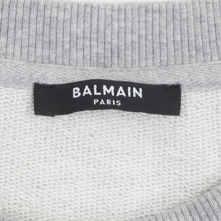 Excellent BALMAIN sweat gray cotton mens S JQ044B153
