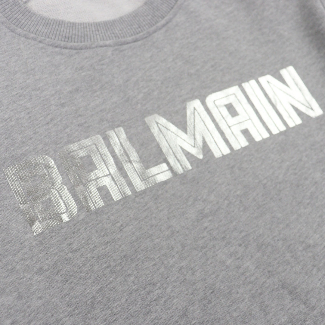 Excellent BALMAIN sweat gray cotton mens S JQ044B153