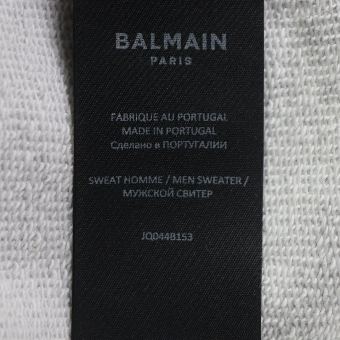 Excellent BALMAIN sweat gray cotton mens S JQ044B153