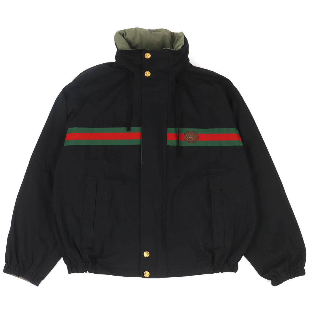 Very Good GUCCI Jacket Interlocking Web Stripe Reversible black 46 639277