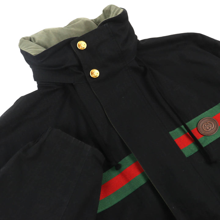 Very Good GUCCI Jacket Interlocking Web Stripe Reversible black 46 639277