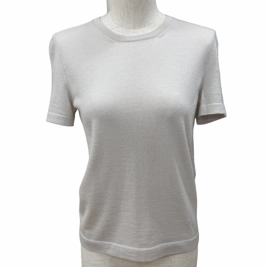 Great HERMES Short sleeve knit gray cashmere Women 38 47-7700