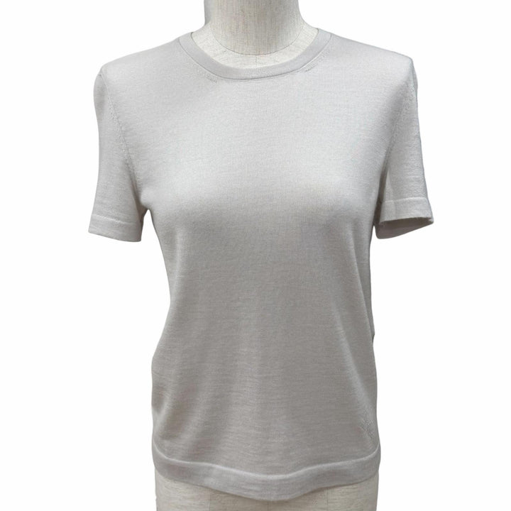 Great HERMES Short sleeve knit gray cashmere Women 38 47-7700