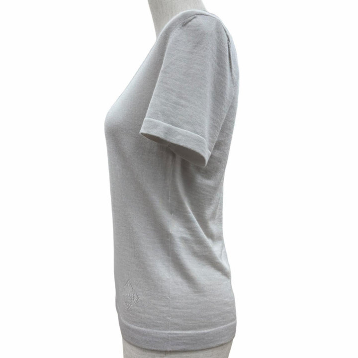 Great HERMES Short sleeve knit gray cashmere Women 38 47-7700