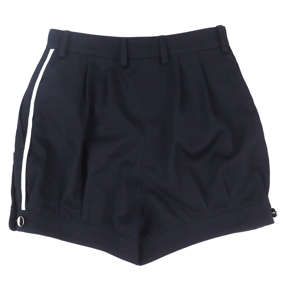 Excellent PRADA Shorts Side line Navy Virgin wool Women 40 P296CG