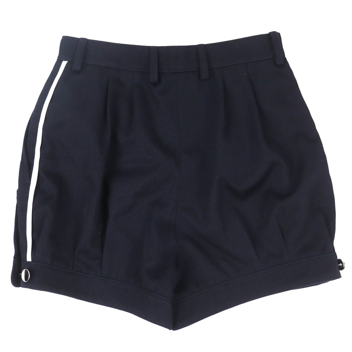 Excellent PRADA Shorts Side line Navy Virgin wool Women 40 P296CG