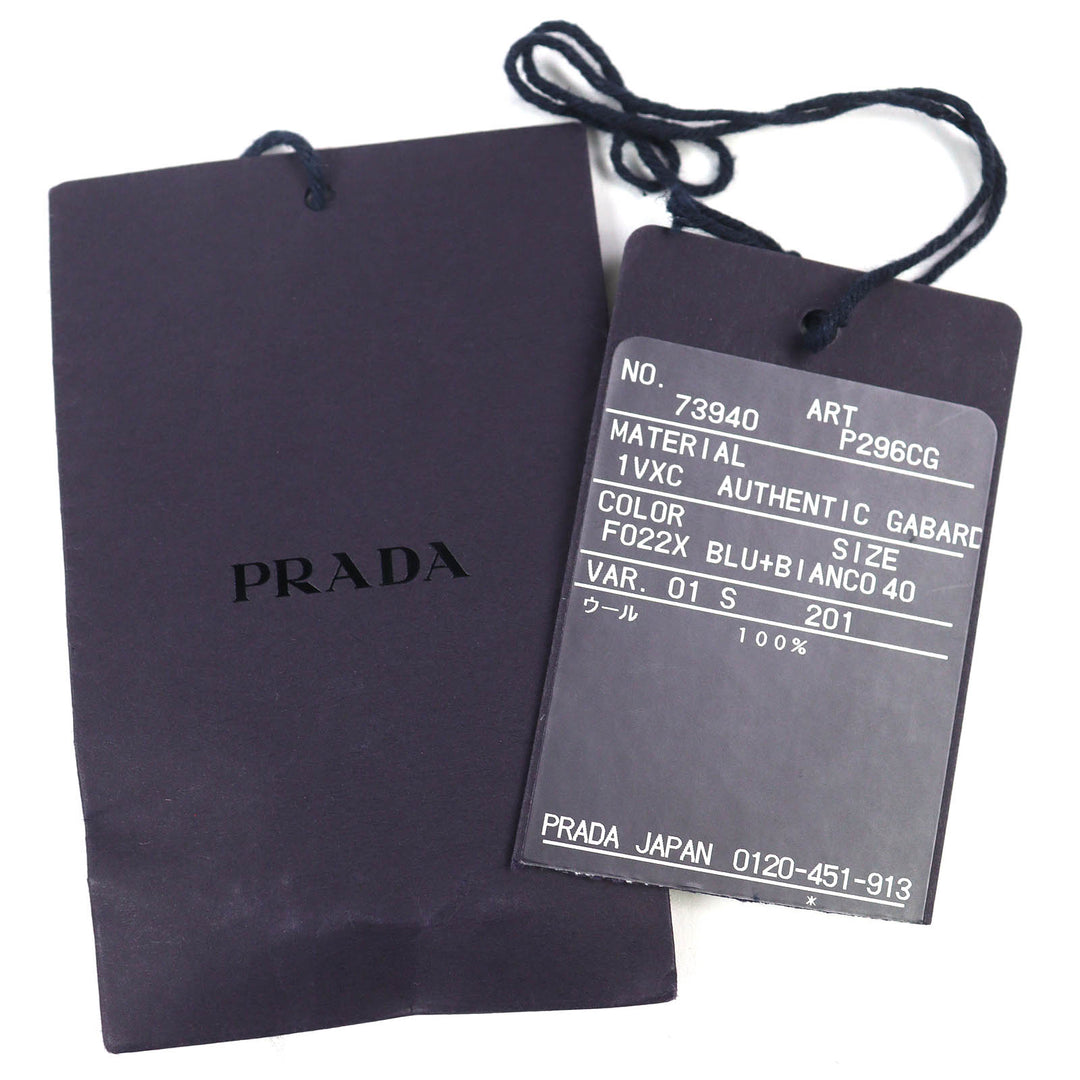 Excellent PRADA Shorts Side line Navy Virgin wool Women 40 P296CG