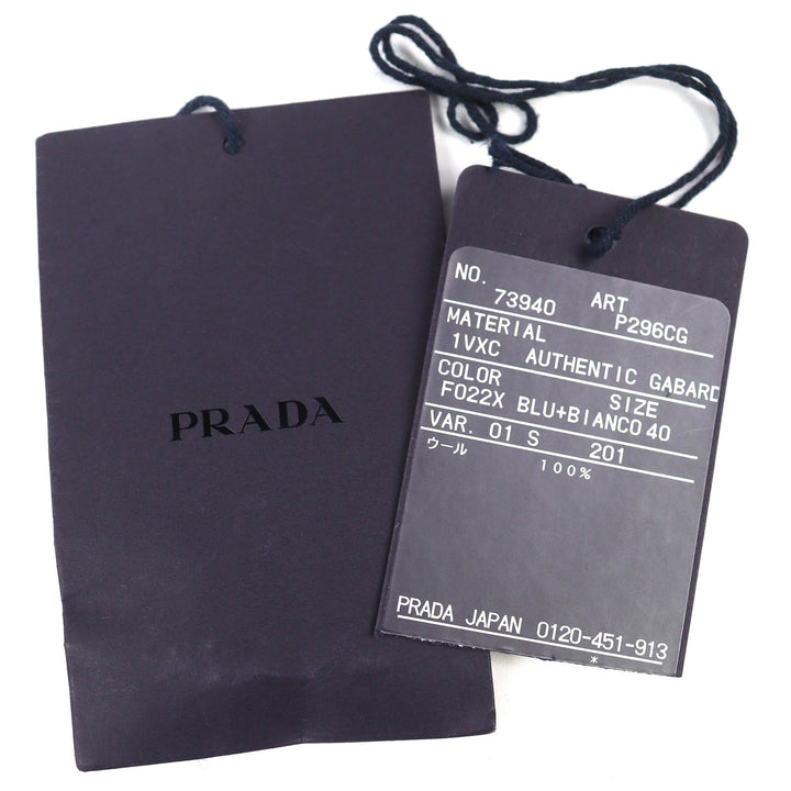 Excellent PRADA Shorts Side line Navy Virgin wool Women 40 P296CG