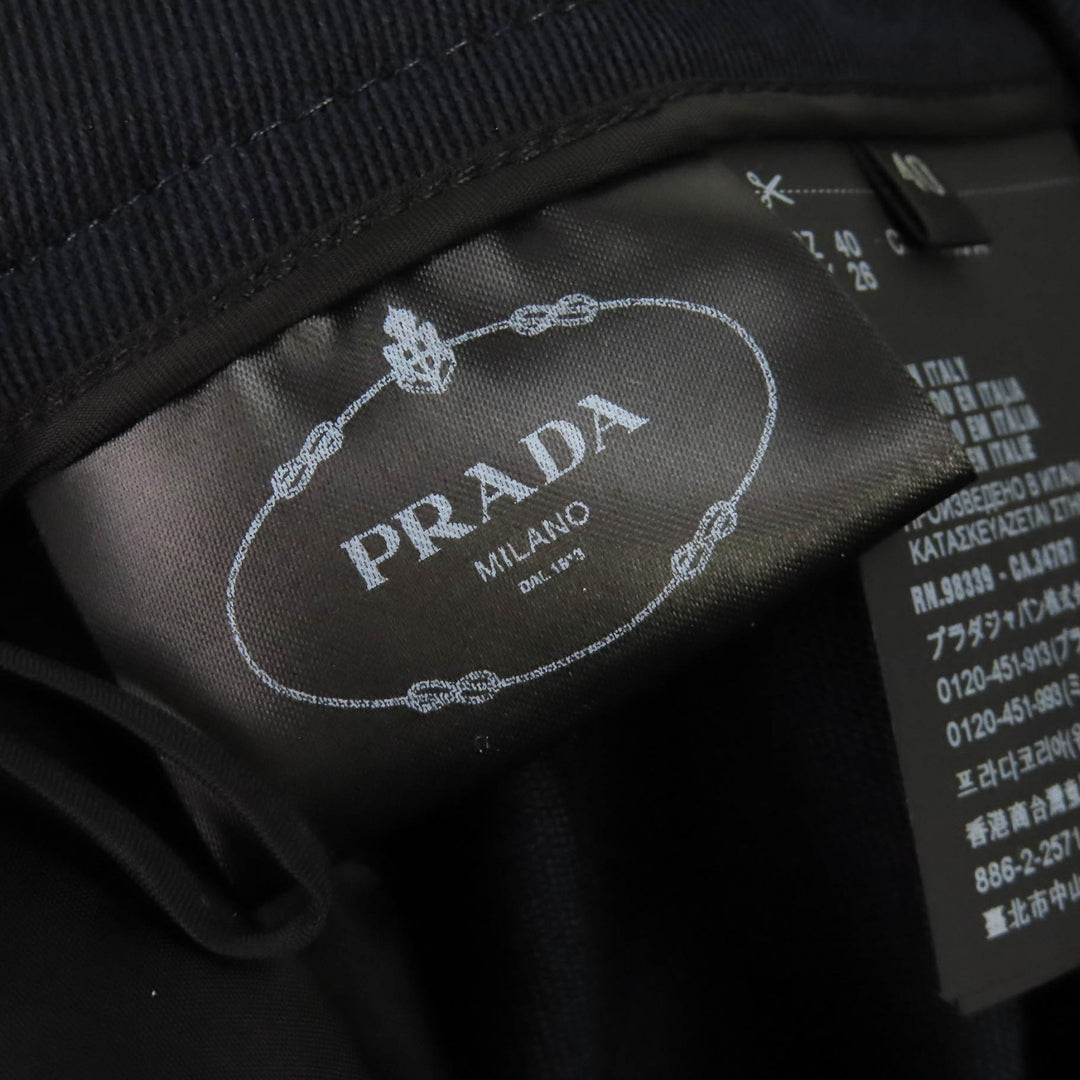 Excellent PRADA Shorts Side line Navy Virgin wool Women 40 P296CG
