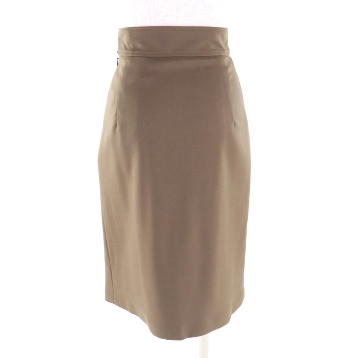 Excellent HERMES Tight Skirt Brown wool Women 34 2H0304DN
