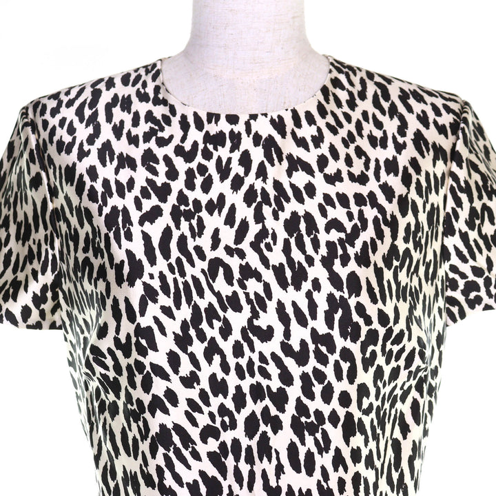 Excellent VALENTINO one piece Leopard Pattern Short Sleeve 42 EB3VS2D1-V40637