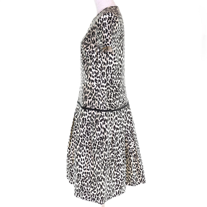Excellent VALENTINO one piece Leopard Pattern Short Sleeve 42 EB3VS2D1-V40637