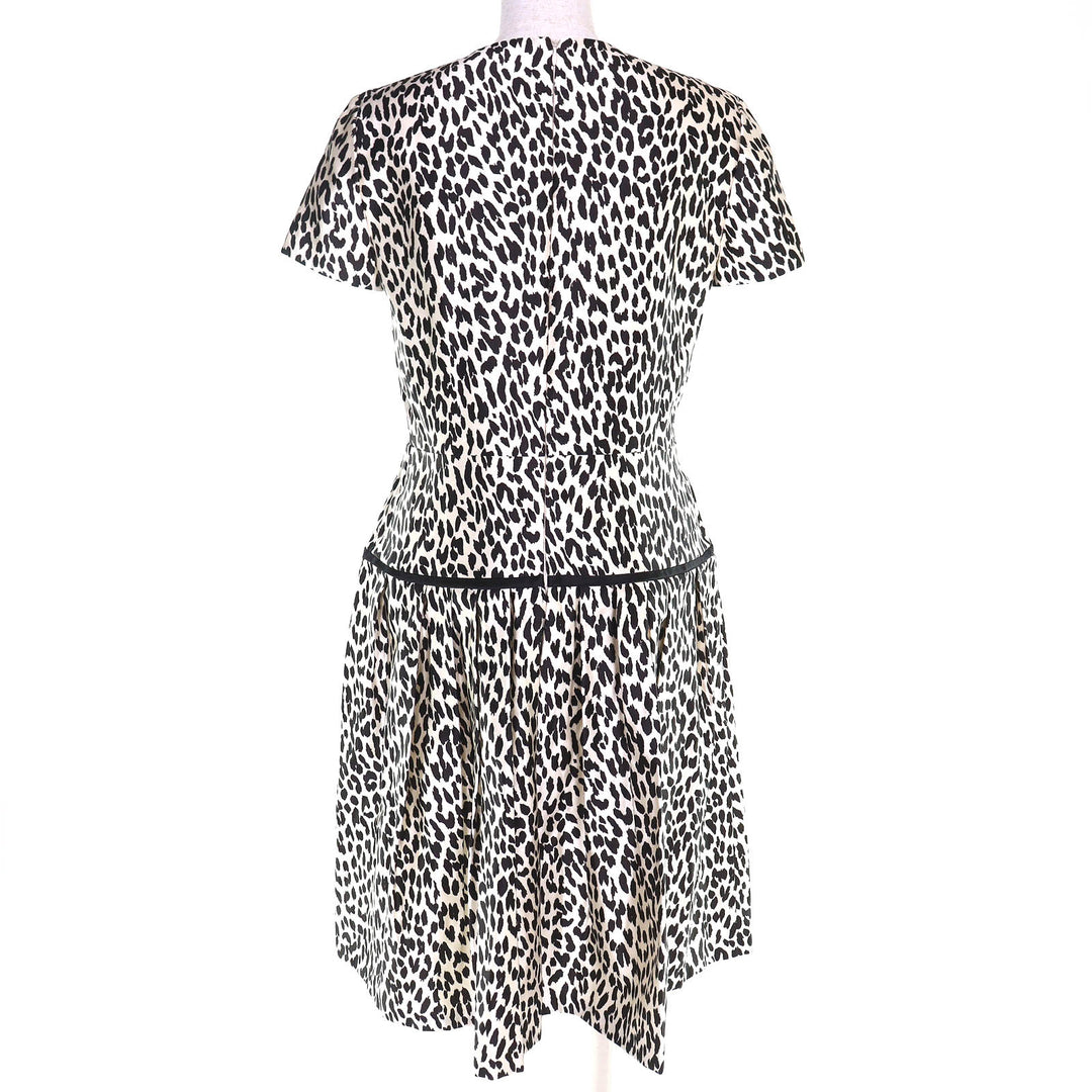 Excellent VALENTINO one piece Leopard Pattern Short Sleeve 42 EB3VS2D1-V40637