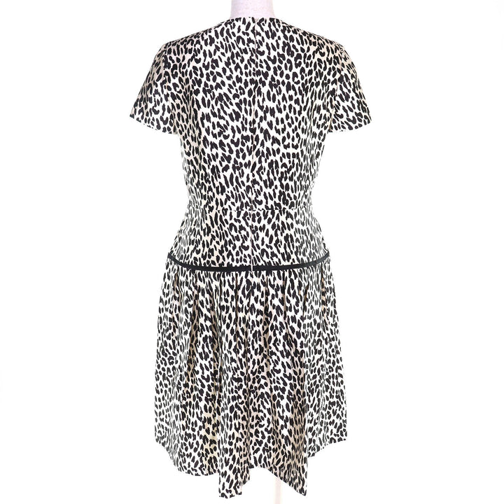 Excellent VALENTINO one piece Leopard Pattern Short Sleeve 42 EB3VS2D1-V40637