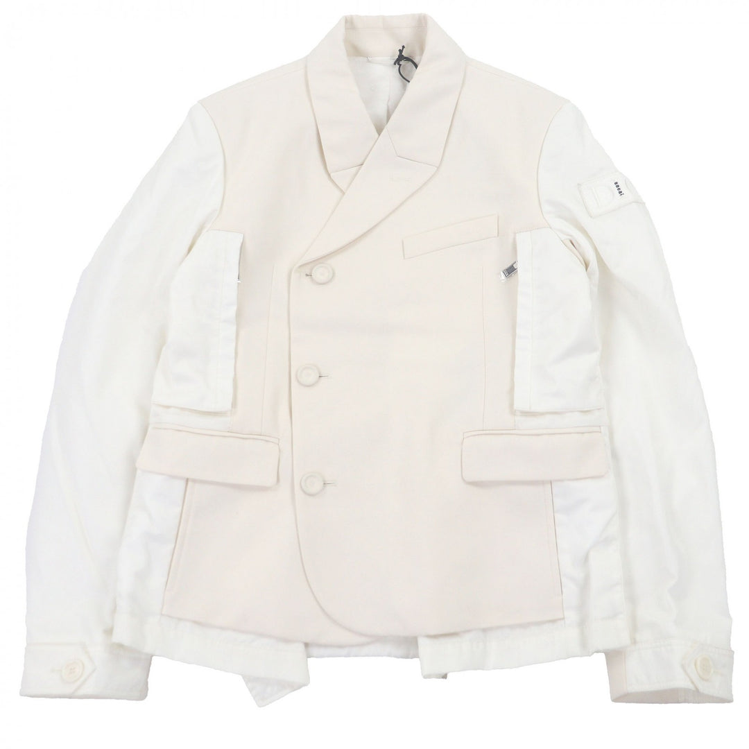Pristine DIOR×sacai Jacket Logo patch docking design Ivory wool mens 46
