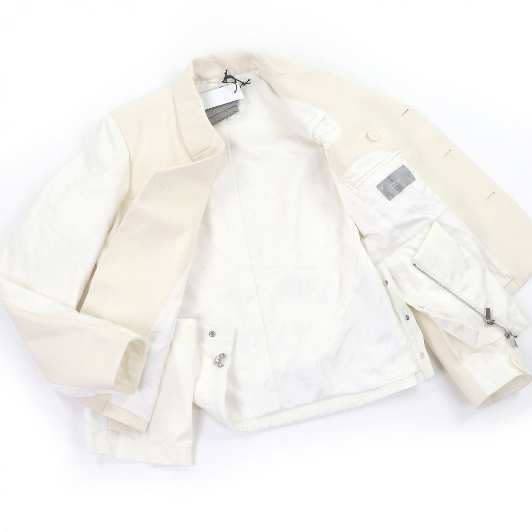 Pristine DIOR×sacai Jacket Logo patch docking design Ivory wool mens 46