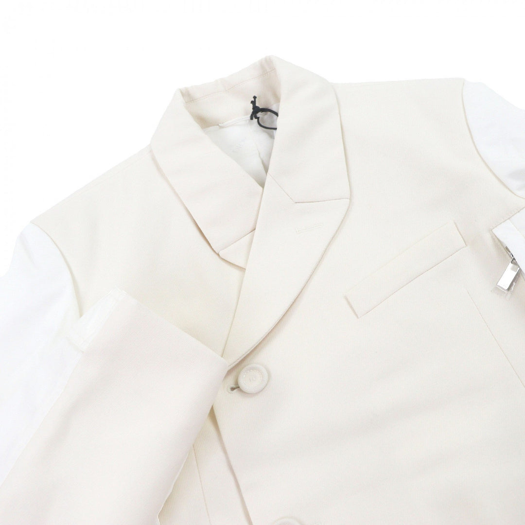 Pristine DIOR×sacai Jacket Logo patch docking design Ivory wool mens 46