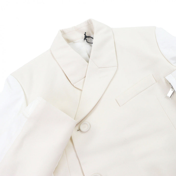 Pristine DIOR×sacai Jacket Logo patch docking design Ivory wool mens 46