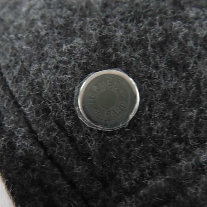 Pristine HERMES beret Saint Honoré Serie Metal gray wool Women 56