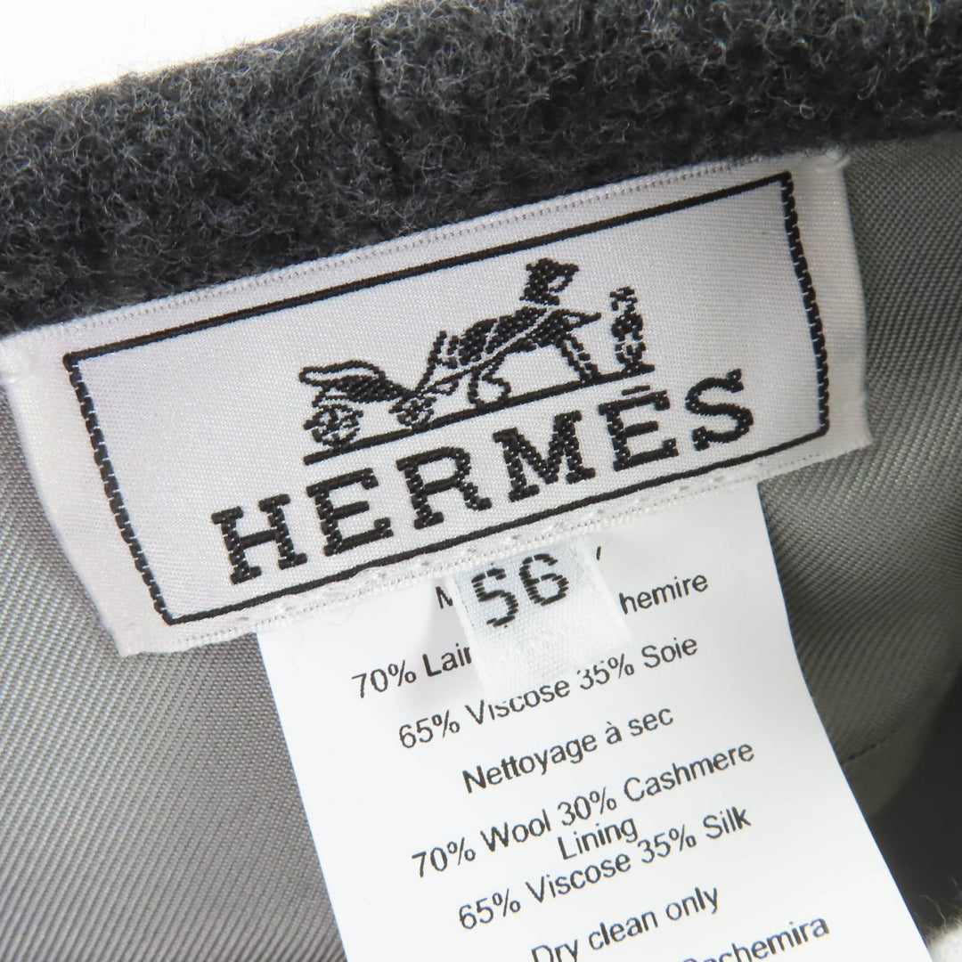 Pristine HERMES beret Saint Honoré Serie Metal gray wool Women 56