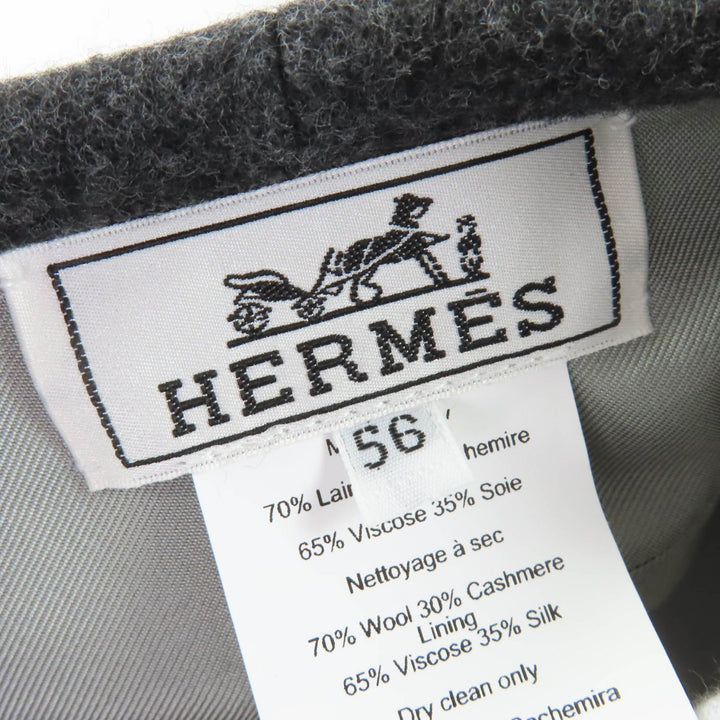 Pristine HERMES beret Saint Honoré Serie Metal gray wool Women 56