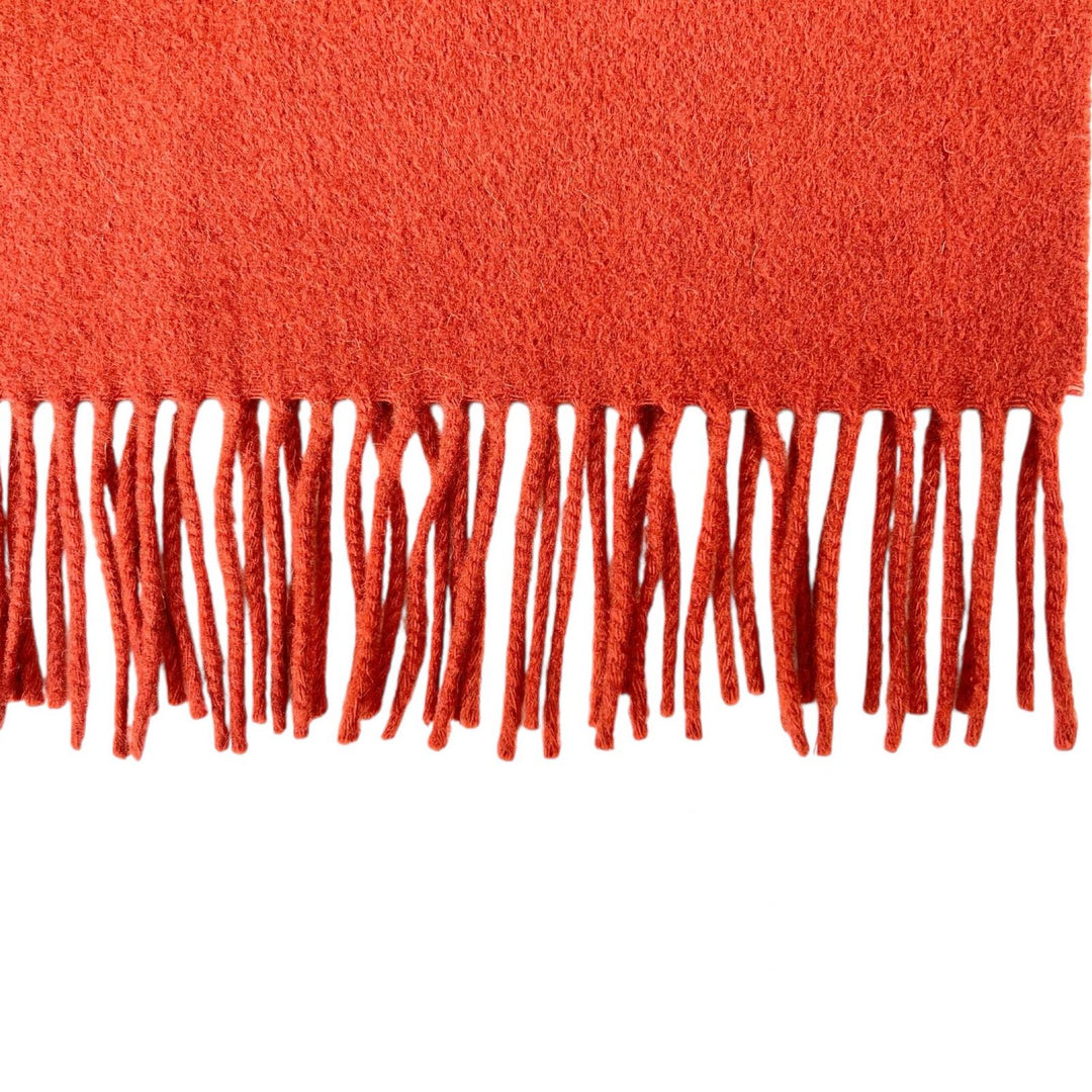 Great HERMES Scarf Embroidered logo with fringe Brown cashmere Women