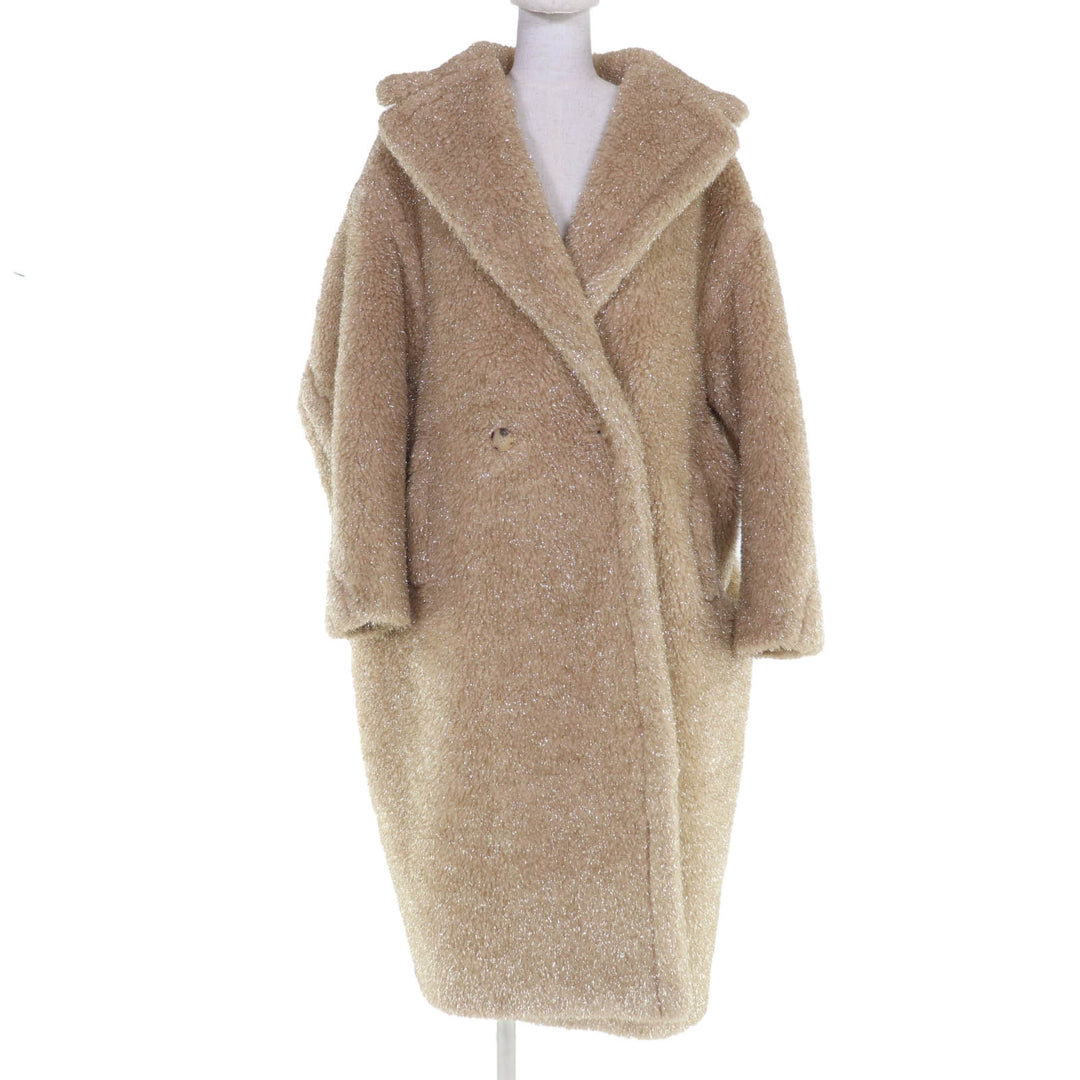 Excellent Max Mara coat teddy bear coat Silk blend beige Camel Women M 101101016
