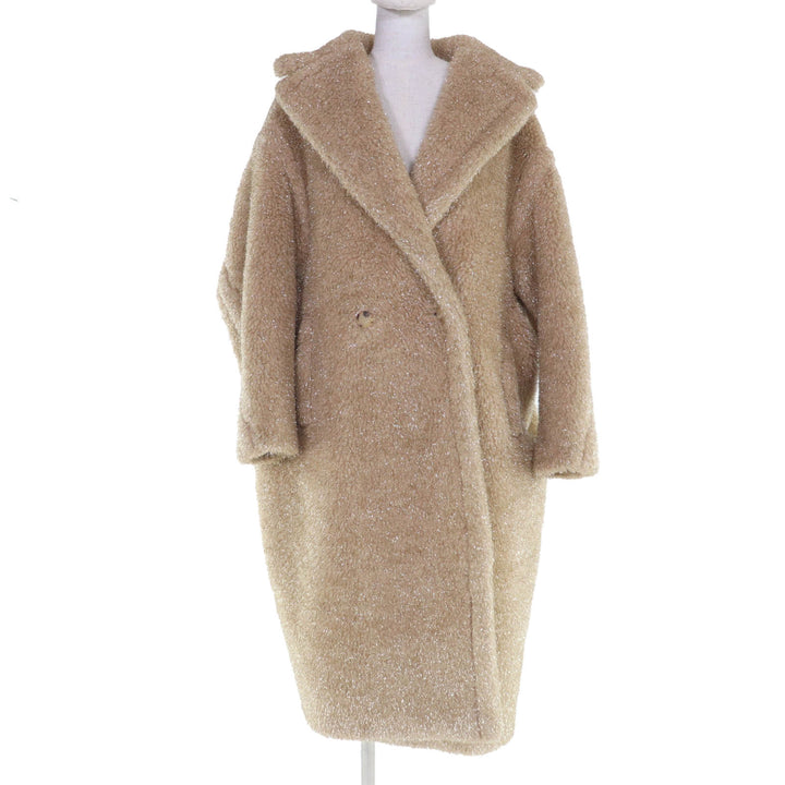 Excellent Max Mara coat teddy bear coat Silk blend beige Camel Women M 101101016