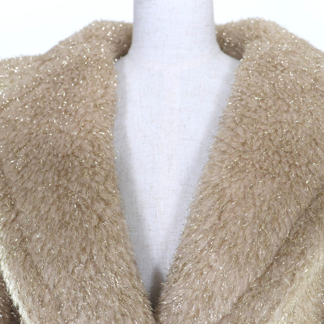 Excellent Max Mara coat teddy bear coat Silk blend beige Camel Women M 101101016