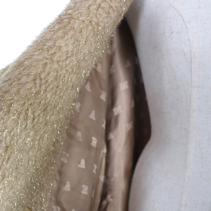 Excellent Max Mara coat teddy bear coat Silk blend beige Camel Women M 101101016
