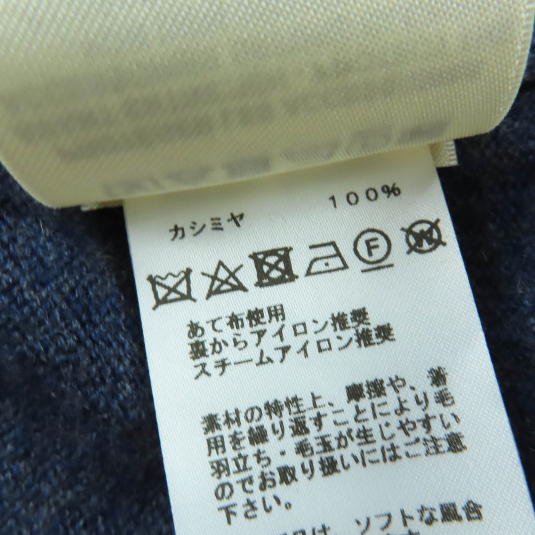 Pristine HERMES Short sleeve knit Circle logo Navy cashmere Women 40 4H2600D1