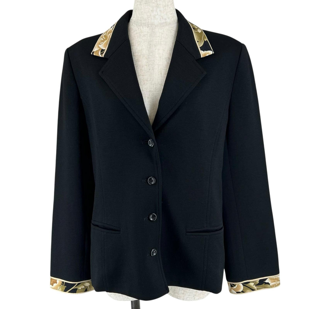 Excellent LEONARD FASHION tailored jacket Floral black wool Women 13