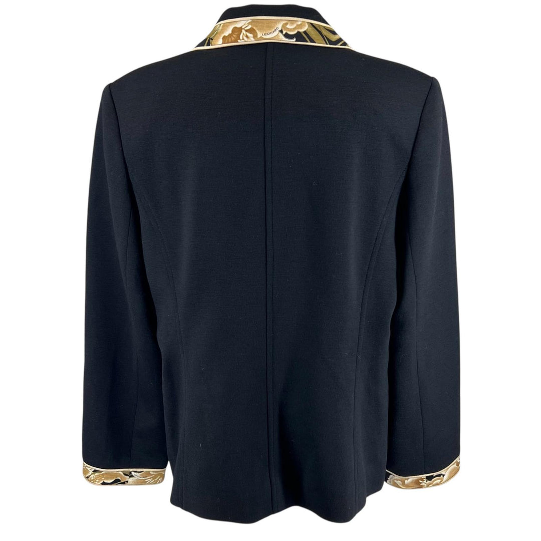 Excellent LEONARD FASHION tailored jacket Floral black wool Women 13