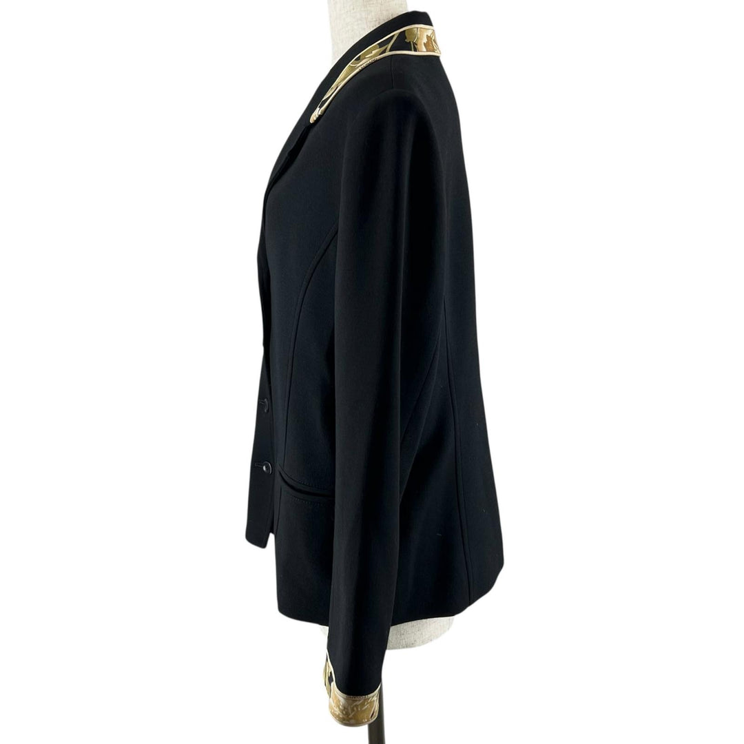 Excellent LEONARD FASHION tailored jacket Floral black wool Women 13