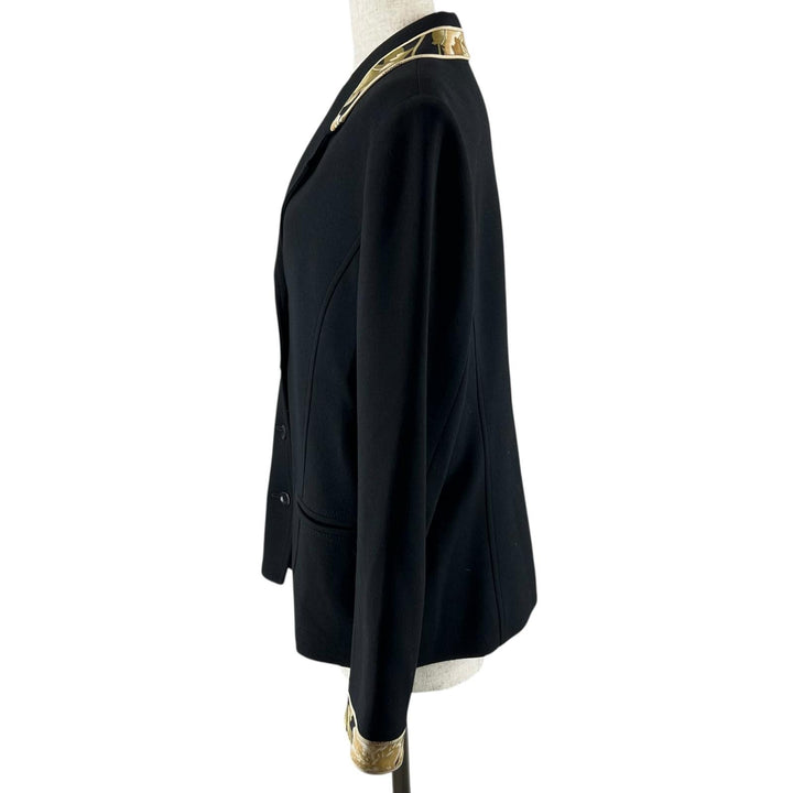 Excellent LEONARD FASHION tailored jacket Floral black wool Women 13