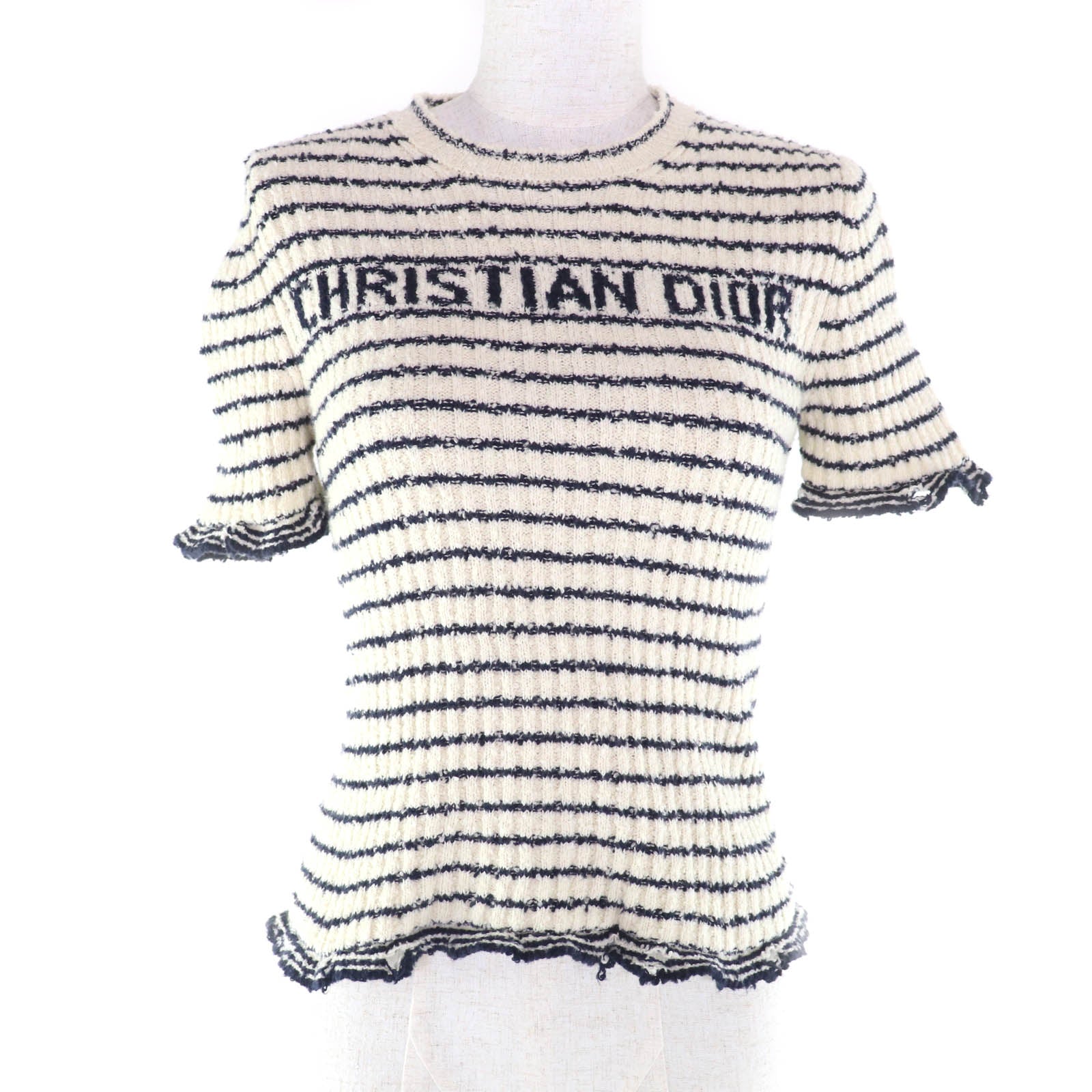 Excellent Christian Dior Mariniere Short-Sleeved Sweater cotton 38
