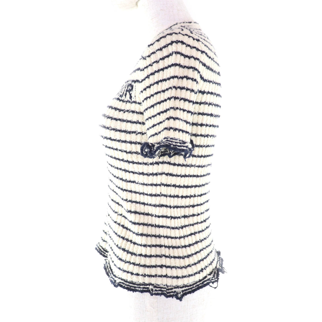 Excellent Christian Dior Mariniere Short-Sleeved Sweater cotton 38 514S75A7014