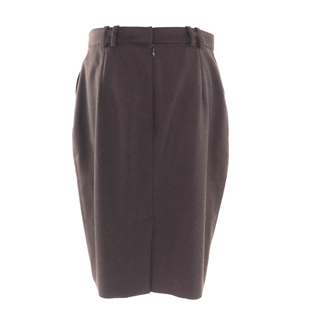 Great HERMES Tight Skirt H logo belt loops knee length Brown wool Women 40