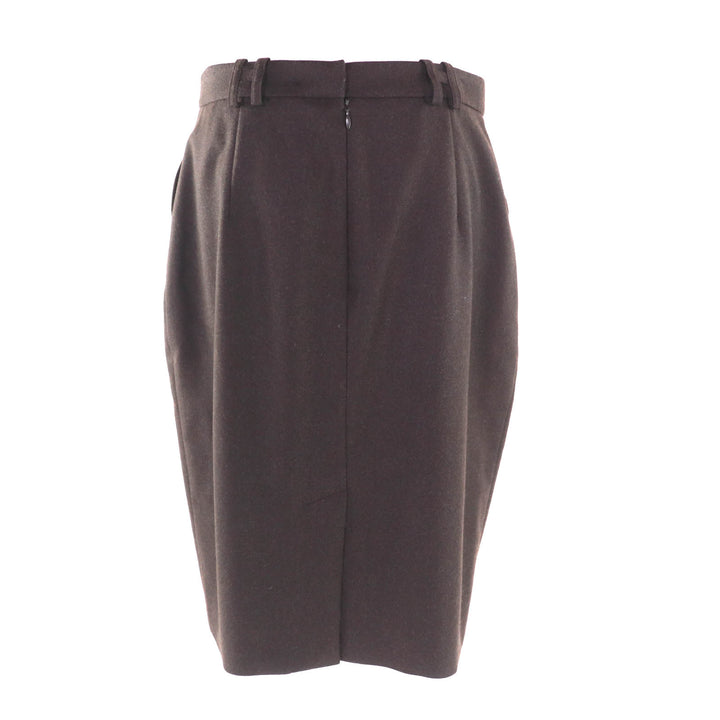 Great HERMES Tight Skirt H logo belt loops knee length Brown wool Women 40