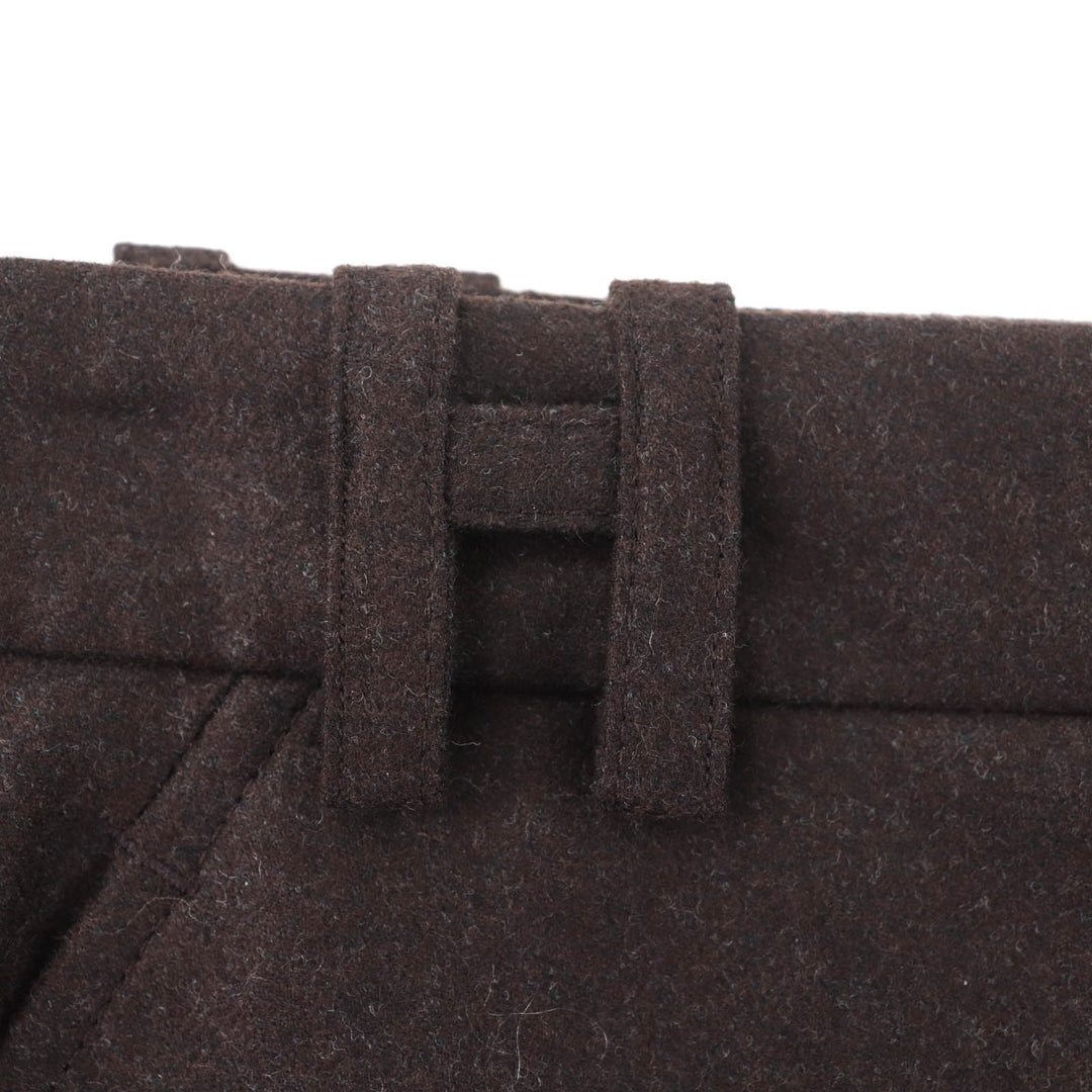 Great HERMES Tight Skirt H logo belt loops knee length Brown wool Women 40
