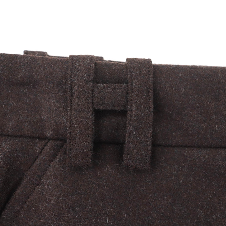Great HERMES Tight Skirt H logo belt loops knee length Brown wool Women 40