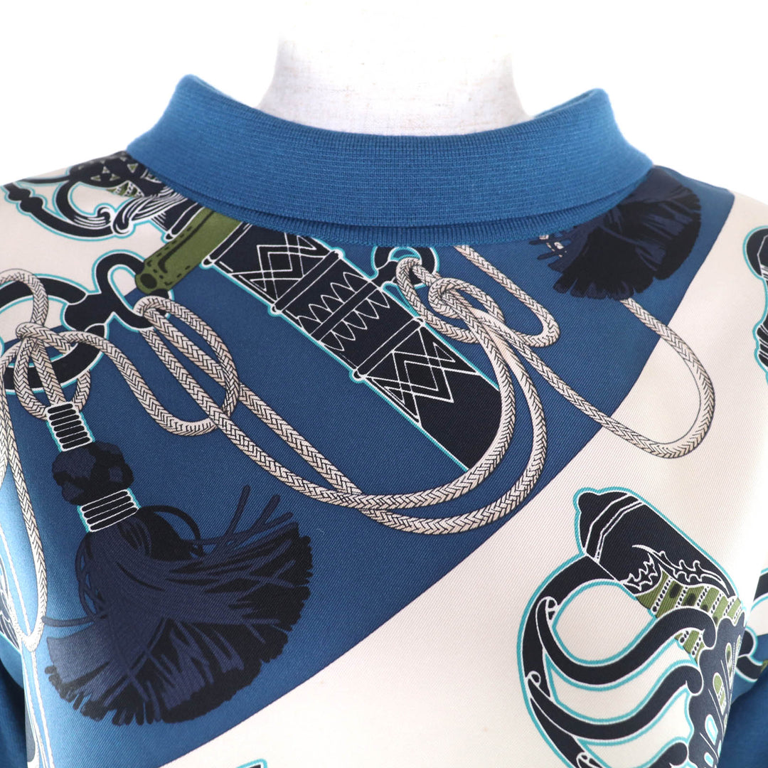 Excellent HERMES T-shirt Cliquetis Finesse blue silk Women 40 2E2805D6