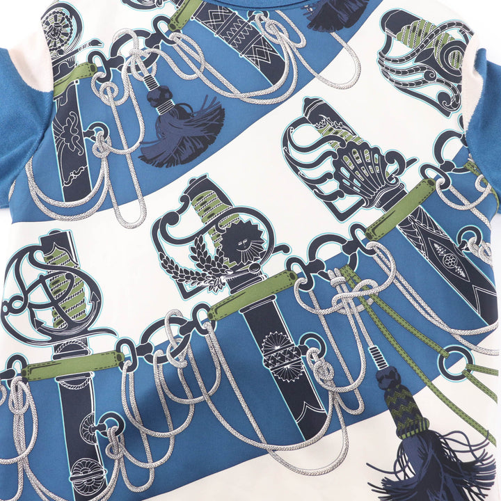 Excellent HERMES T-shirt Cliquetis Finesse blue silk Women 40 2E2805D6
