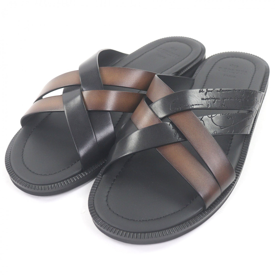 Pristine BERLUTI Sandals Sifnos Scritto Calligraphy black Venice
