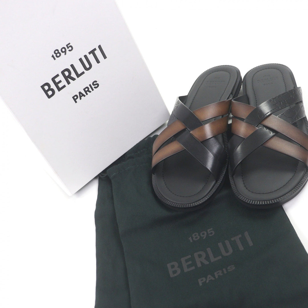 Pristine BERLUTI Sandals Sifnos Scritto Calligraphy black Venice
