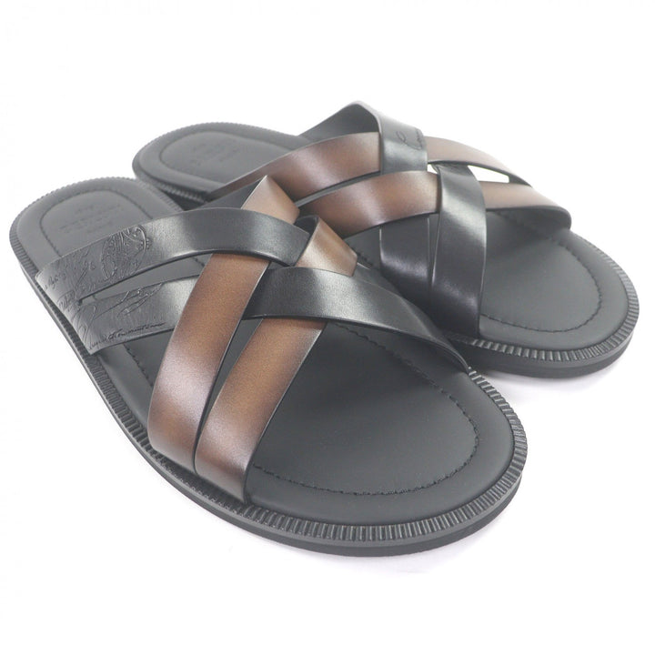 Pristine BERLUTI Sandals Sifnos Scritto Calligraphy black Venice