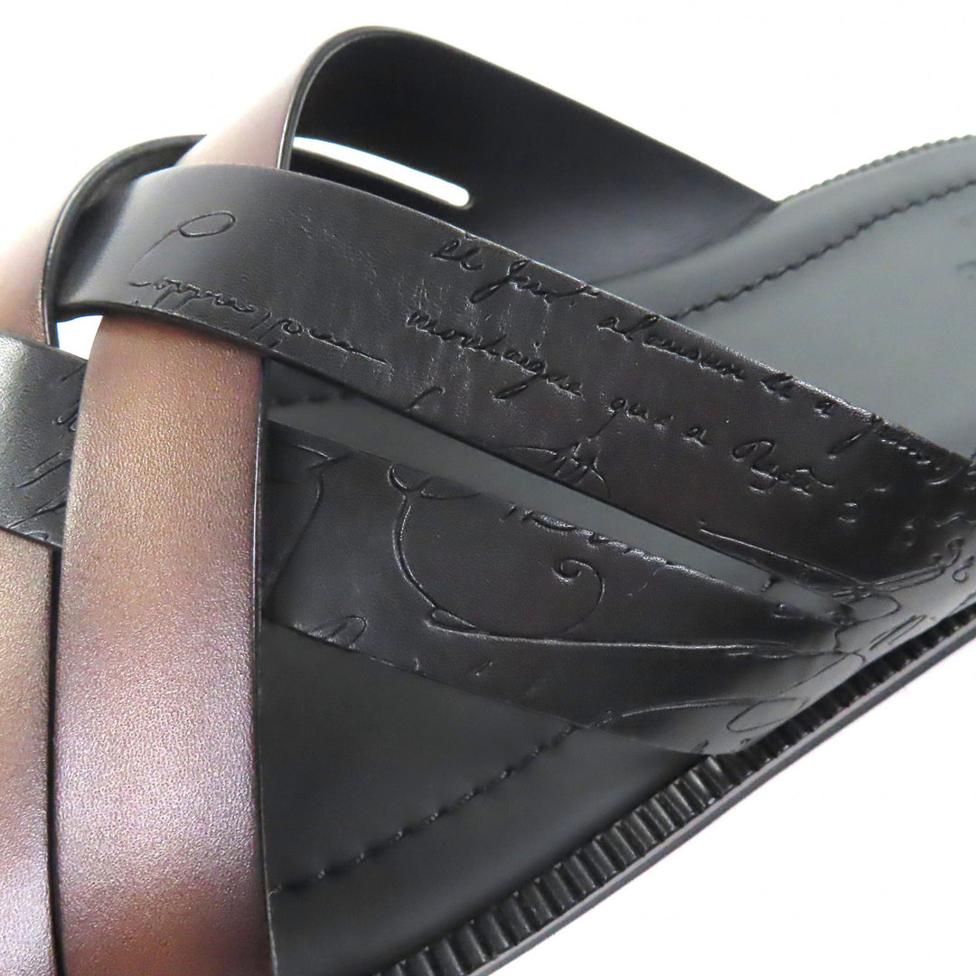 Pristine BERLUTI Sandals Sifnos Scritto Calligraphy black Venice