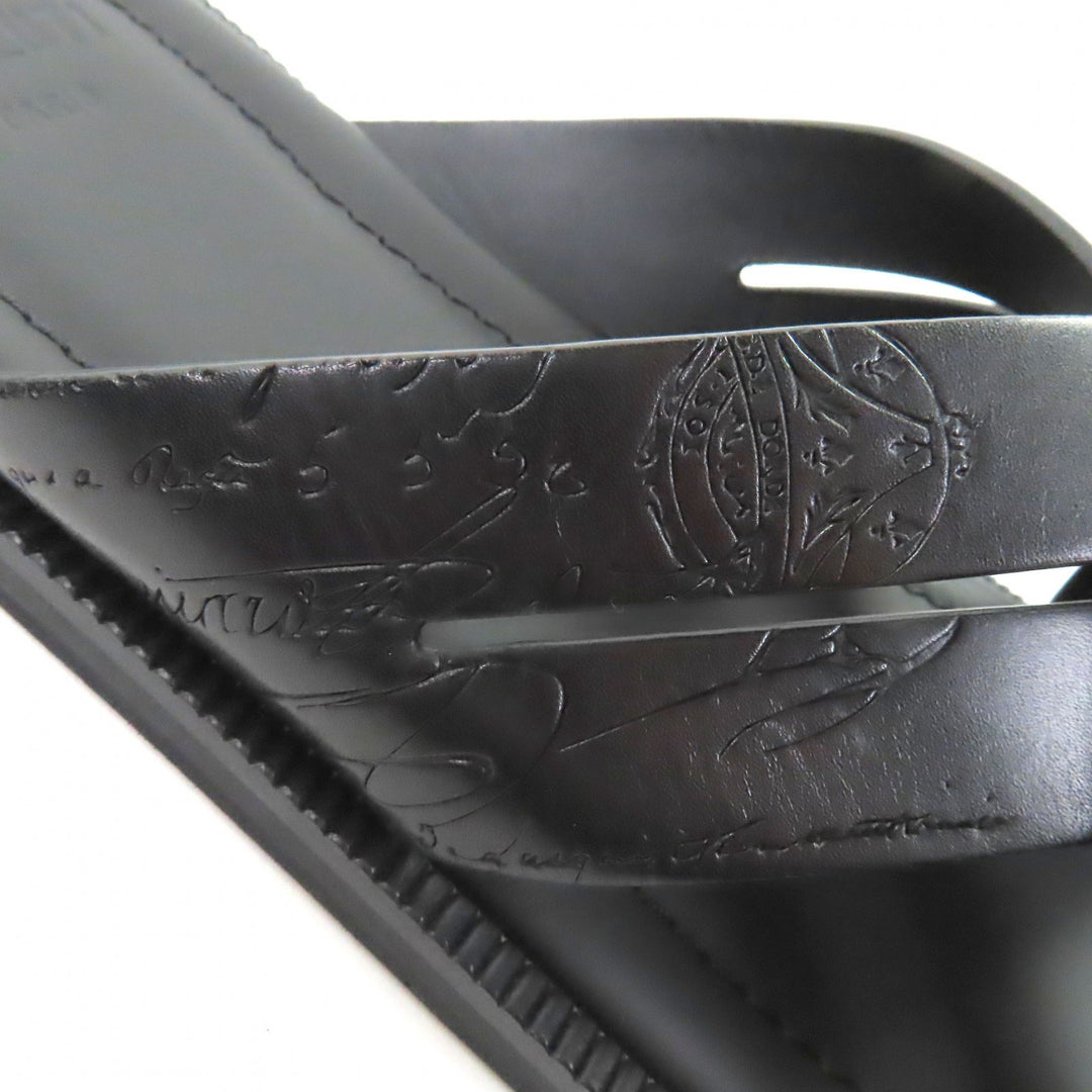 Pristine BERLUTI Sandals Sifnos Scritto Calligraphy black Venice