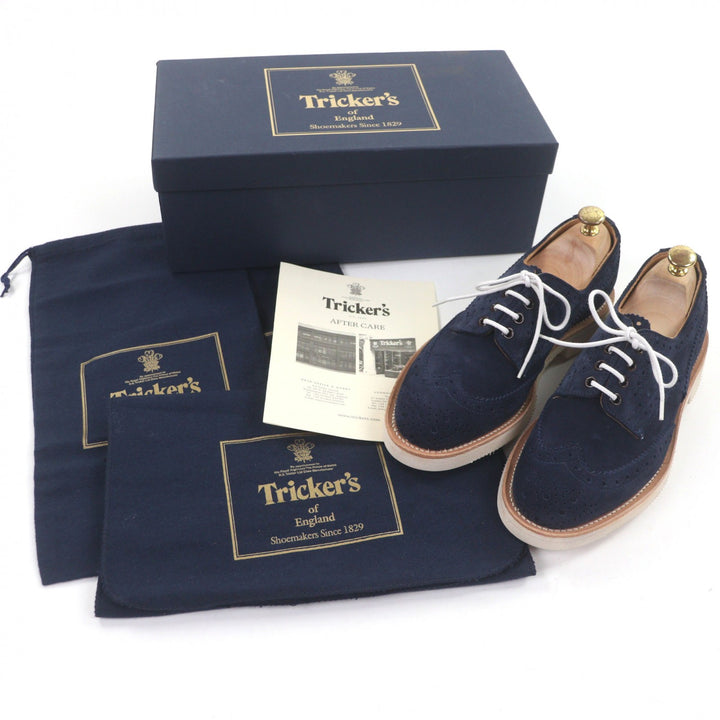 Great Tricker's Leather shoes Bourton Navy Suede leather mens 6.5 M5633